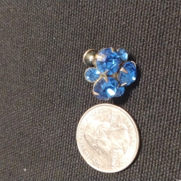 Vintage Cobalt Blue Rhinestone Screw Back Earrings - Picture 5 of 5